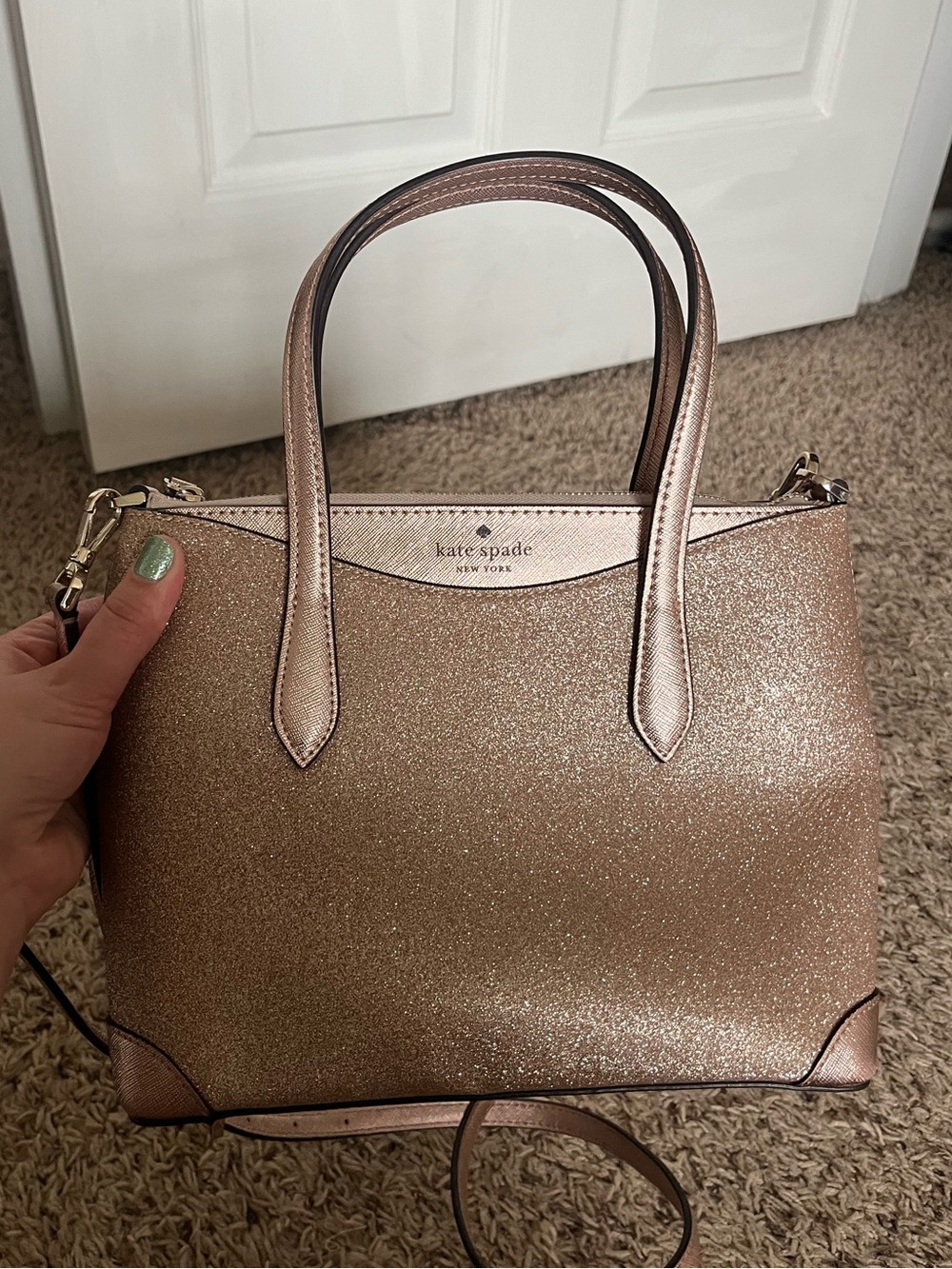 kate spade Rose Gold Glitter Satchel Bag